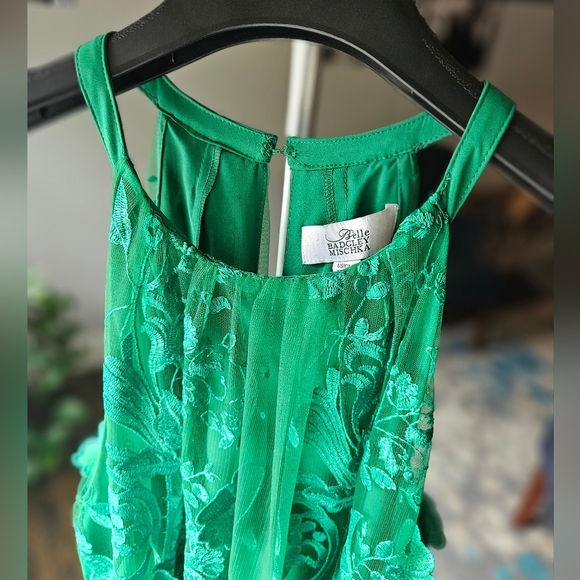 Emerald green halter dress sz 10 tall - Picture 2 of 5